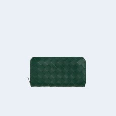 보테가 베네타 인트레치아토 지퍼 어라운드 지갑 그린